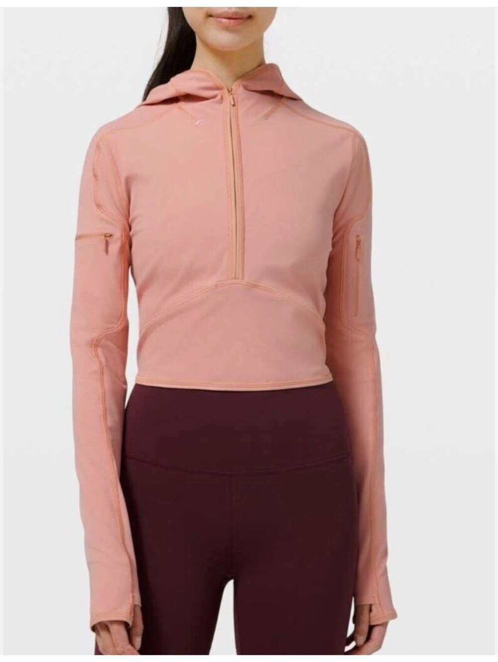 Lululemon Break a Trail 1/2 Zip Pink Pastel Hoodie Size 12